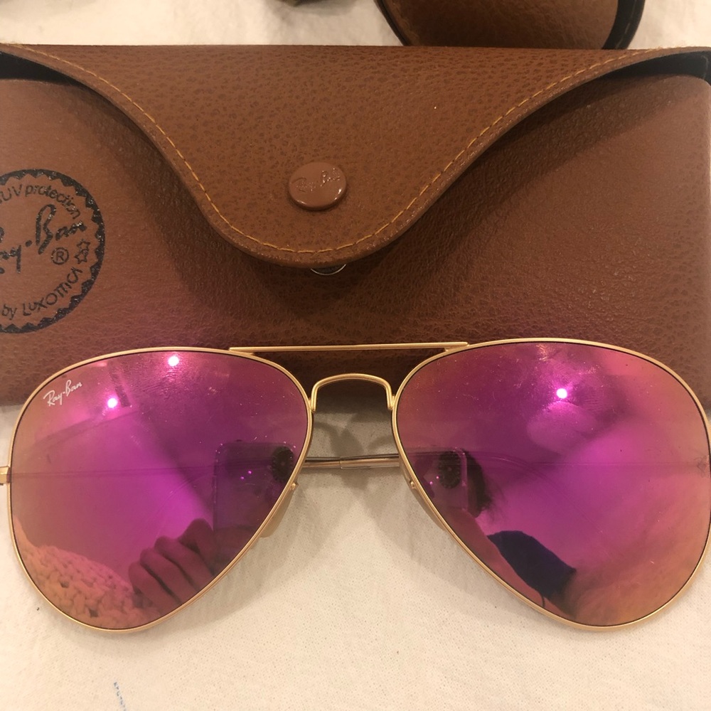 Authentic pink mirrored ray bans